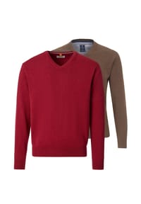redmond - Pullover 2er Pack Basic - Braun