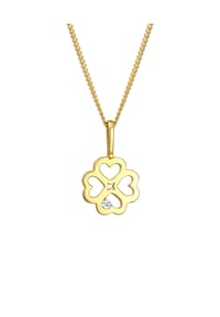 elli. DIAMONDS - Halskette Kleeblatt Glücksbringer Diamant 585 Gelbgold - Gold