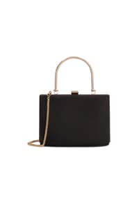 Kazar - Satin-Tasche mit Henkel und Kette - Schwarz