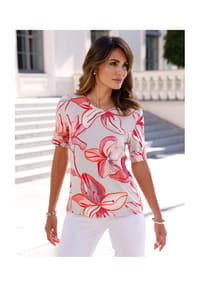 Witt - Print-Shirt - hellgrau-koralle-bedruckt