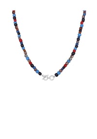 KUZZOÍ - Halskette Glas Beads Blau T-Bone Verschluss 925 Silber - Blau