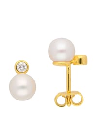 Adelia's - Damen Gold Schmuck 585 Gold Ohrringe  Ohrstecker mit Süßwasser Zuchtperle - gold