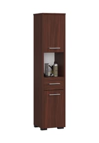 Akord - Fin Badezimmer-Hochschrank mit 2 Türen, 1 Schublade, 5 Einlegeböden und 1 offenes Fach - artisan-eiche