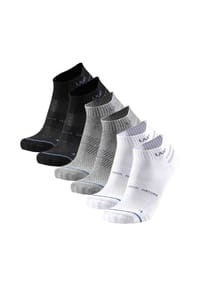 UYN® - Unisex Sneakersocken, 6er Pack - Everyday Low Cut Socks, Logo, einfarbig - Schwarz/Weiß/Grau