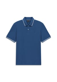 bugatti - HERREN POLO 1/2 ARM, 370 MARINE, L - 010 WEISS