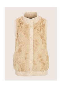 MADELEINE - Webpelz-Weste mit Stehkragen - beige / melange