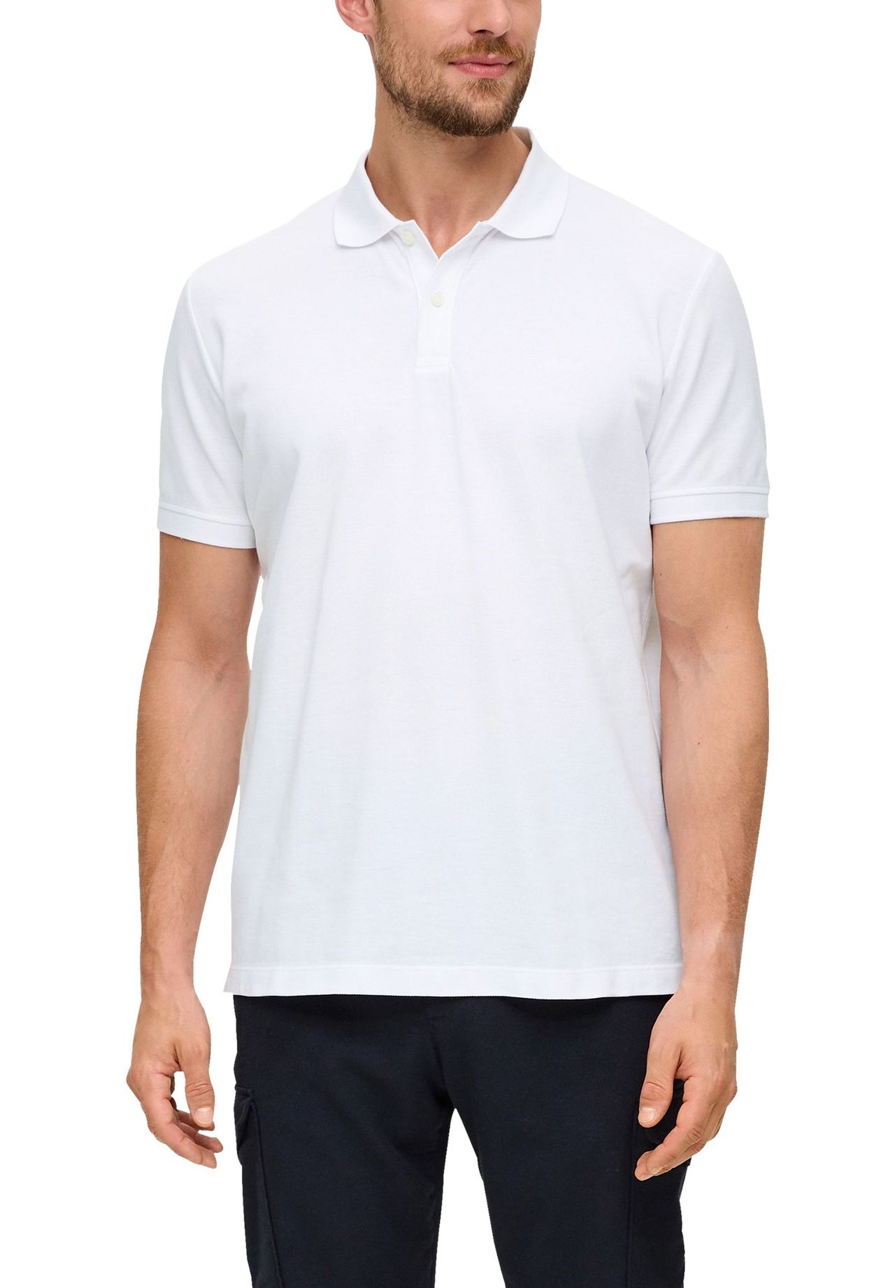 s.Oliver Poloshirt, 1/2 Arm,, Logo-Stickerei, FüR Herren, Weiß, XXL