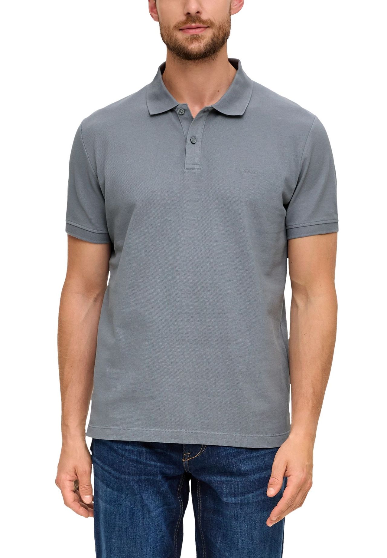 s.Oliver Poloshirt, 1/2 Arm,, Logo-Stickerei, FüR Herren, Grau, XXL