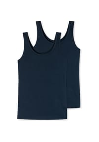 uncover by SCHIESSER - Damen Trägertop 2er Pack - Serie "Uncover", ärmellos, S-3XL - Dunkelblau