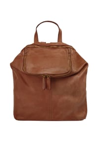 Samantha Look - City-Rucksack Echt Leder, Made In Italy - cognac