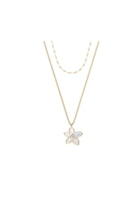 FOSSIL SUTTON - Fossil Damen-Halskette Sutton aus der Flower-Kollektion mit Perlmutt-Verzierungen, mehrreihig, JF04969710 - Gold