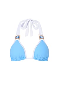 MODA MINX - Bikinioberteil Amour mit stilvollem Kontrast-Design und Steinbesatz - Powder Blue