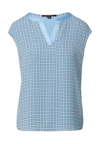 comma, - T-Shirt, Split-Neck, Kappärmel, für Damen - 50A3 BLUE