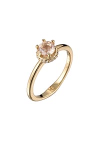 HAZE & GLORY - Ring Diamant Morganite Verlobungsring Weiß (0.09 Ct) 375 Gelbgold - Gold