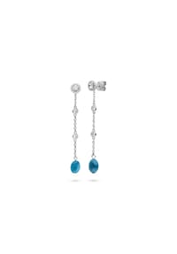 Fiocco JEWELRY - Bloomy Blue Ohrringe Blauachat Zirkonia weiß Brillantschliff, 925 Sterling Silber - silber