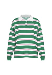 mey - Schlafanzug-Oberteil Touchline Stripes, Polokragen, für Damen - 1813 LUCKY GREEN