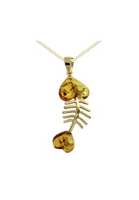OSTSEE-SCHMUCK® - Kette mit Anhänger , Fisch 35 mm , Gold 333/000 - gold