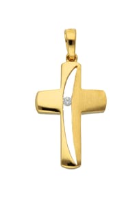 Adelia's - Damen Gold Schmuck 333 Gold Kreuz Anhänger mit Zirkonia - gold