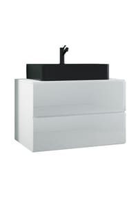 VCM. - 2-tlg. Waschplatz Waschtisch | schwarzes Waschbecken Unterschrank Breite 80 cm |  Badmöbel Set mit Schubladen | Lendas S BL - Anthrazit