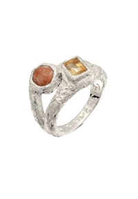HAZE & GLORY - Ring Citrin Feldspat Organic 925 Sterling Silber - Gold