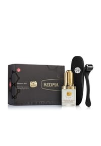 KEDMA - Dermaroller Set mit Nachtserum, Kollagen Booster - weiß