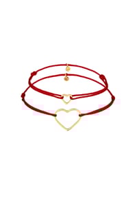 elli. - Armband Herz Mutter Kind Nylon 925 Silber Vergoldet - Gold