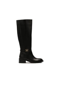 Kazar - Einfache Lederstiefel mit Metallmonogramm - Schwarz