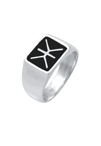 KUZZOÍ - Ring Herren Siegelring Emaille Logo Basic 925 Silber - Gold