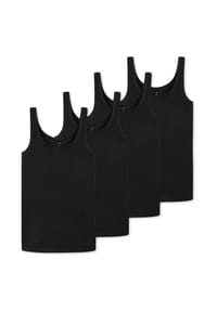SCHIESSER - Unterhemd / Top 4er Pack Teens Girls 95/5 Organic Cotton - Schwarz