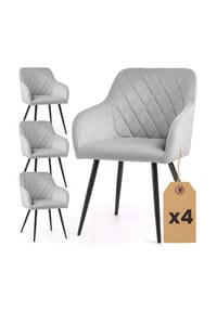 Akord - VELTO Gesteppte Esszimmerstühle aus Samt, 4er-Set - beige