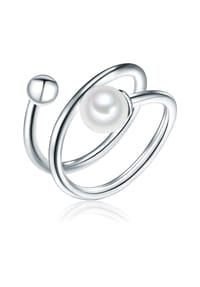 Luluandjane - Damen Ring aus 925/- Sterling Silber in Silber mit Süßwasser-Zuchtperle - silber