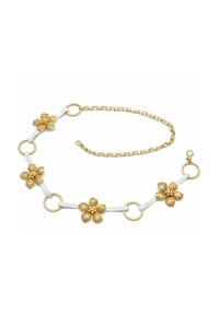 collezione alessandro® - Kettengürtel Florist mit echtem Leder, Made in Italy - weiß