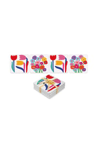 ppd - Untersetzer Super Bloom x 2 Design Coaster, 4-tlg., Dolomit - Mehrfarbig