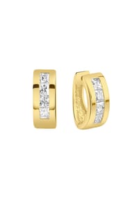 zeeme SILVER - Creolen 925/- Sterling Silber 8 Zirkonia - gelb