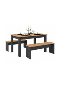 VCM. - Essgruppe | Küchentisch Set |Tischgruppe | Maße Tisch ca. H. 75 x B. 110 x T. 70 cm | Mit zwei Sitzbänke | Esstisch Set - Esal XL - Sonoma-Eiche