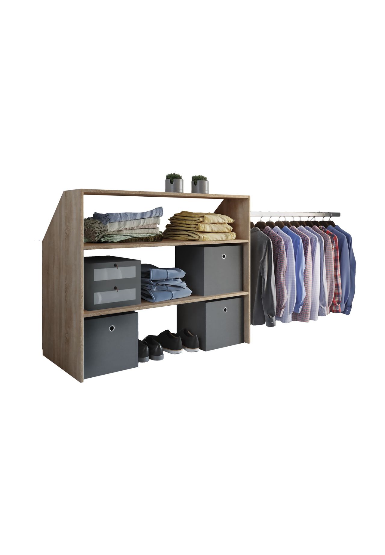VCM Holz Kleiderschrank | Schrank mit 5 Fächern und Drehtüren | Maße ca