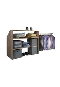 VCM. - Holz Kleiderschrank  | offener Schrank | begehbarer Kleiderregal | Dachschrägen Regal | Maße ca. B. 90 x  H.  100 x T. 50 cm - Dacho l - Sonoma-Eiche