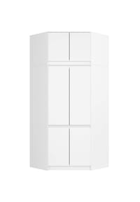 Akord - Eckkleiderschrank S100 mit Aufsatz, 6 Türen und 9 Einlegeböden - artisan-eiche