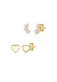 GLANZSTÜCKE MÜNCHEN - Damen Set (Ohrringe 2er) aus 925/- Sterling Silber in Gelbgold mit Zirkonia - gelbgold