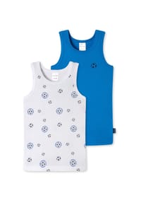 SCHIESSER - Unterhemden 2er-Pack Basic Kids - blau/grau