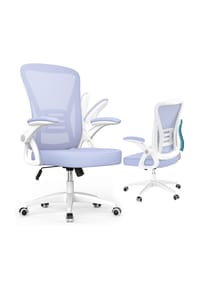 Rattantree - Ergonomischer Drehstuhl mit Netzrücken, höhenverstellbar, klappbare Armlehnen, Lendenstütze,Lila - bicolor