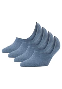 Burlington - Damen Füßlinge, 4er Pack - Everyday IN, Anti-Slip Heel, einfarbig - Blau