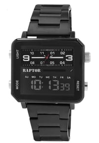 RAPTOR Raptor - Herren Quarz Armbanduhr Fabius mit Edelstahlgliederarmband - 3 ATM - Mineralglas - gold-schwarz-weiß