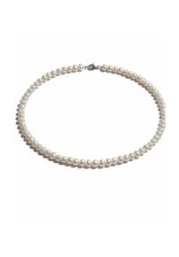 DI PERLE® DI PERLE Schmuckkollektion - Süßwasser Zuchtperlen Halskette Collier aus 925er Silber rhodiniert, 42 cm - weiß