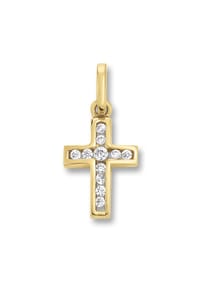 ONE ELEMENT Shine Bright Line - Zirkonia Kreuz Anhänger aus 333 Gelbgold - gold