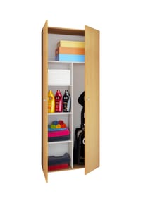 VCM. - Holz-Besenschrank | 6 Fächer | Maße ca. B. 70 x H. 178 x T. 40 cm | Haushaltsschrank | Mehrzweckschrank - Vandol - Buche
