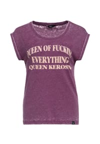 QUEEN KEROSIN - Print-Shirt mit Statement-Druck Queen Of Fucking Everything - anthrazit