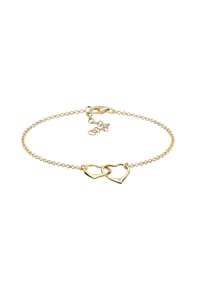 elli. DIAMONDS - Armband Herz Anhänger Liebe Diamant (0.015 Ct.) 925 Silber - Gold