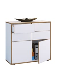 VCM. - Holz Kommode | Sideboard mit Drehtüren und Schubladen | Büromöbel | Maße ca H. 74 x B. 100 x T. 32cm - Salia - Anthrazit