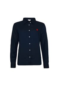 U.S. POLO ASSN. - Bluse Hemd Button-Down Leinen - dunkelblau